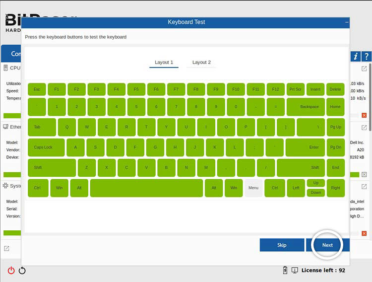 Keyboard Test BitRaser Hardware Diagnostics