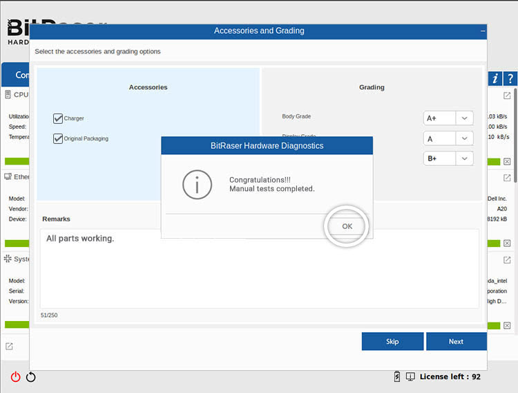 Manual Tests Completed BitRaser Hardware Diagnostics