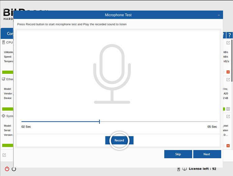 Microphone Test BitRaser Hardware Diagnostics