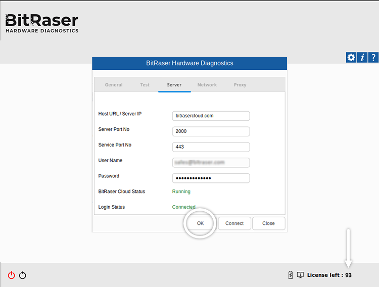 Server Tab Hardware Diagnostics