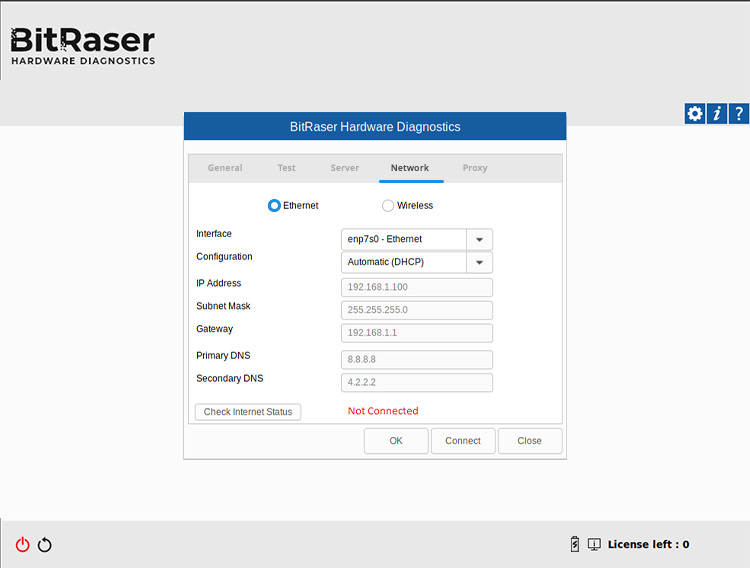 Tab Menu Hardware Diagnostics