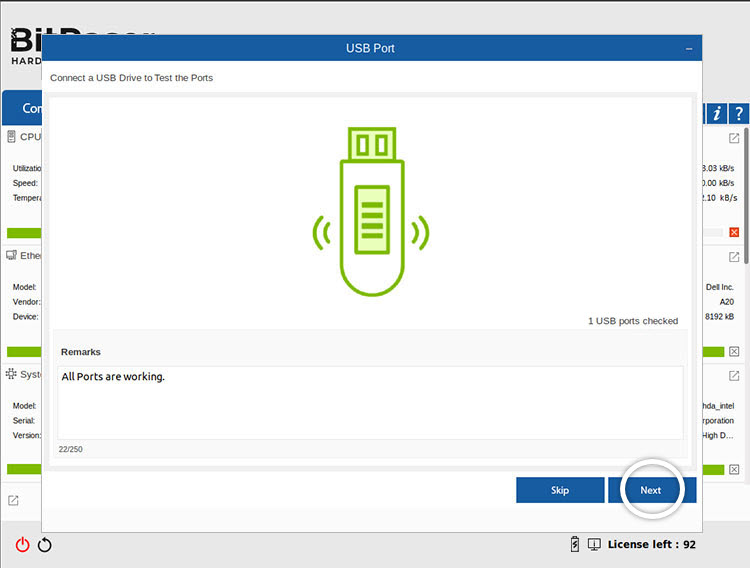 USB Port Test BitRaser Hardware Diagnostics