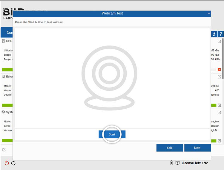 Webcam Test BitRaser Hardware Diagnostics