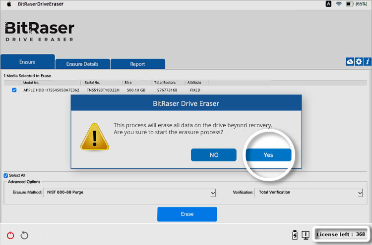 : Click Yes To Erase Mac Device