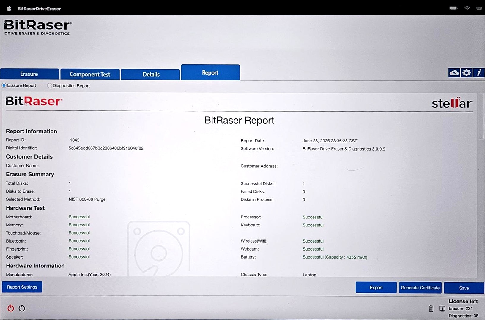 :  BitRaser Screensaver Erasure Completed Screen