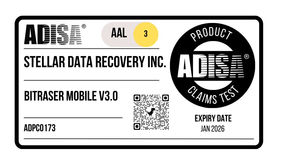 ADISA Certificate for BitRaser Mobile Eraser