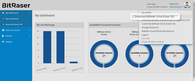 Download BitRaser Drive Eraser ISO from Cloud Console