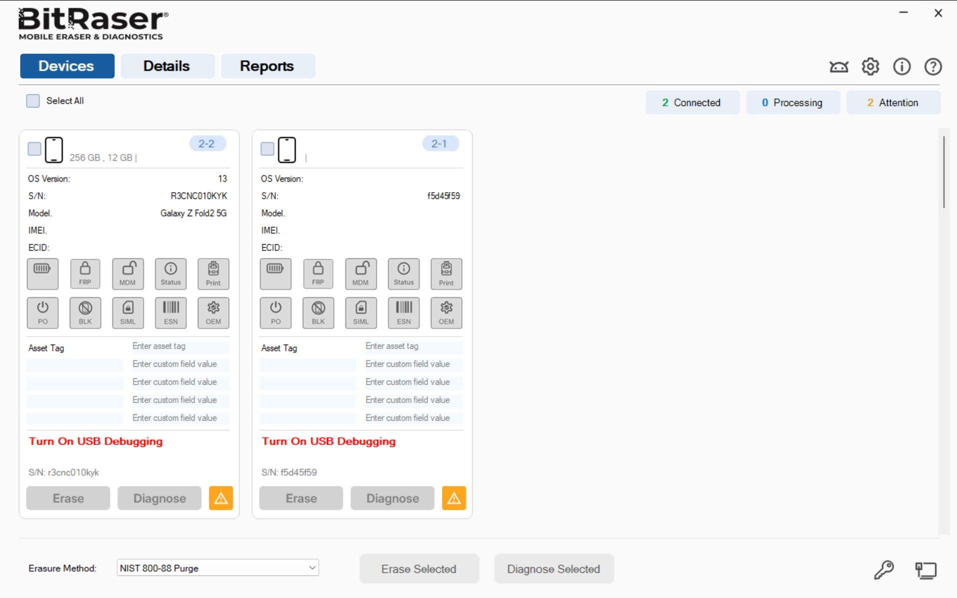 Devices Tab