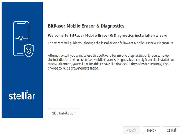 BitRaser Mobile Erasure Diagnostics installation