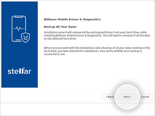 BitRaser Mobile Erasure Diagnostics installation