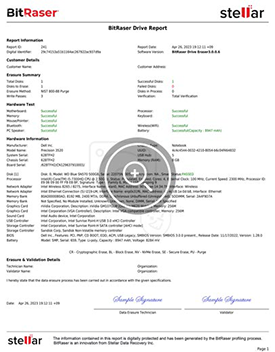 Download Mobile Eraser & Diagnostics Sample Certificate
