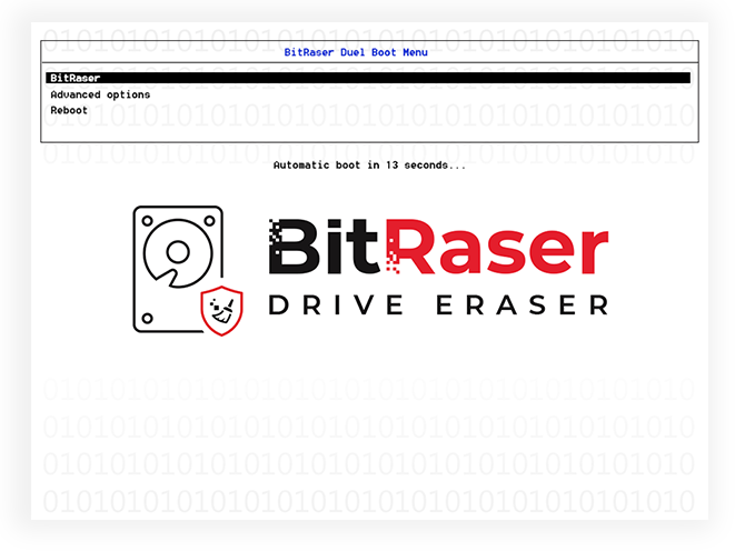 BitRaser Dual Boot Menu screen