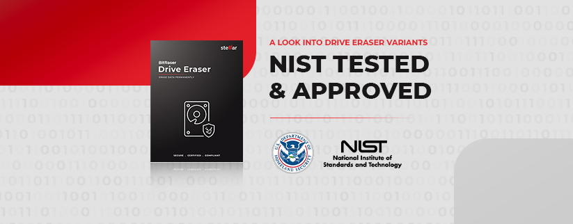 BitRaser Drive Eraser Box image with NIST Tested & Approved written on right side with US DHS & NIST logo below the text