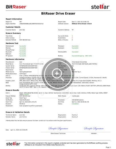 BitRaser Drive Eraser Report