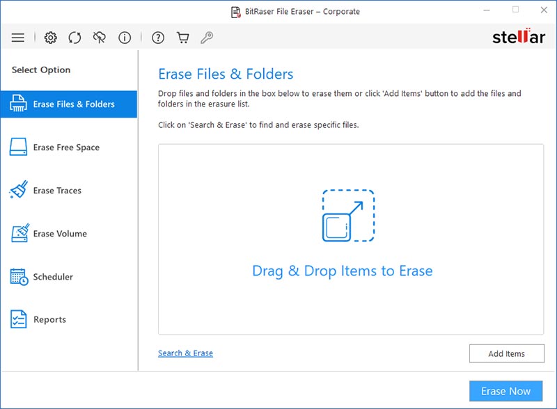 BitRaser File Eraser Home Screen