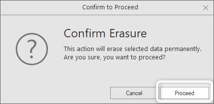 Erasure Warning Message Click Proceed to Begin