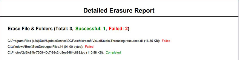 Detailed Erasure Report BitRaser