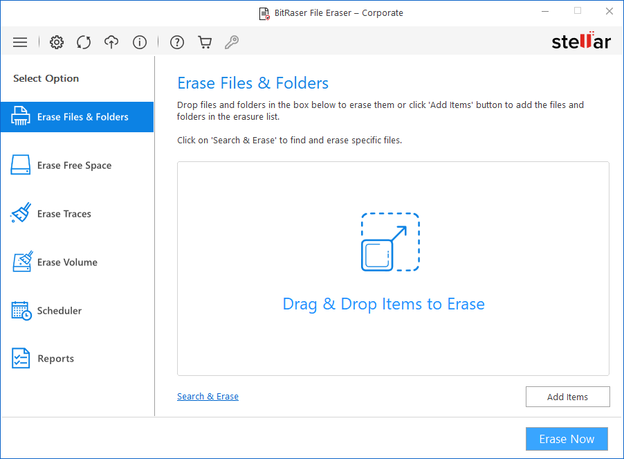 BitRaser File Eraser Corporate Home Screen