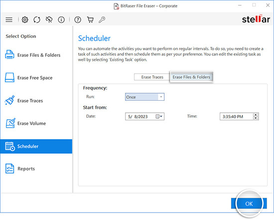 BitRaser File Eraser Schedule Files & Folders Erasure