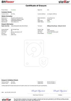 BitRaser Drive Eraser Network Certificate