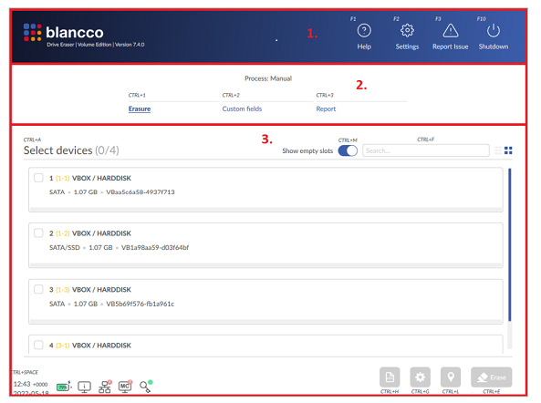 Blancco User Interface