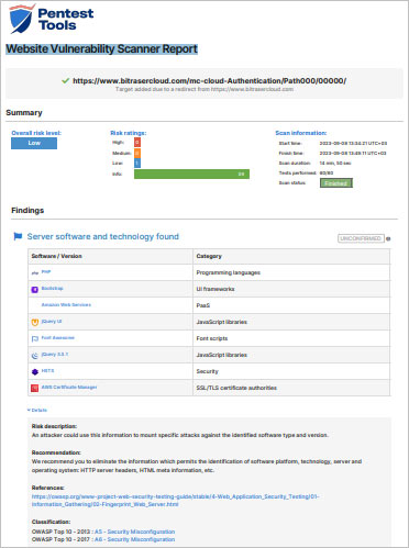 BitRaserCloud Vulnerability Scanner Report VAPT