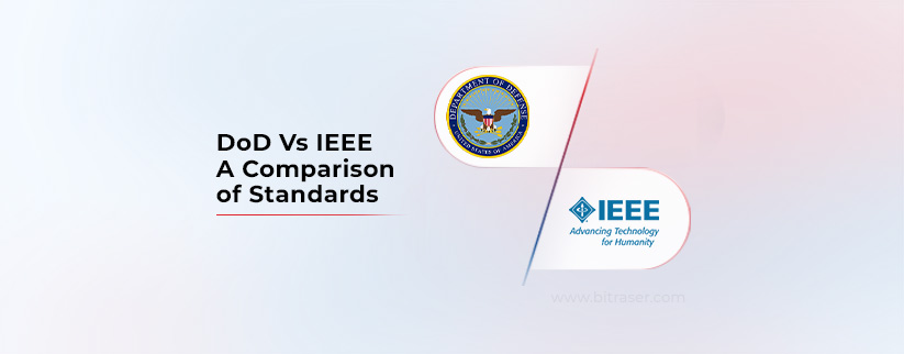 Text on left side DoD Vs IEEE A Comparison of Standards and the US DoD and IEEE logo on the right