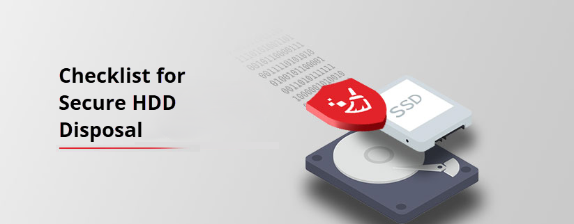 Image with blog title Checklist for Secure HDD Disposal on the left with BitRaser favicon and drives it erases on the right.