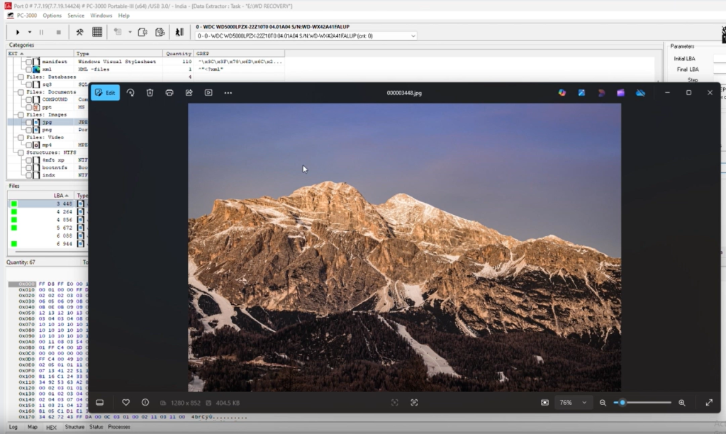 PC 3000 Image Files Recovered from erased SMR Drive
