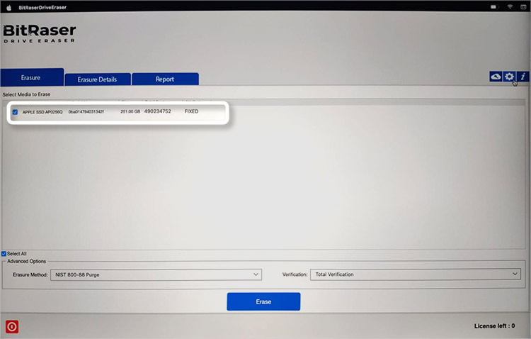 BitRaser Drive Eraser Mac Hauptbildschirm