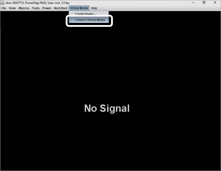 Dell PowerEdge Server OFF Screen Select Virtual Media