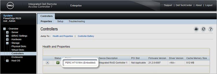 Under Storage Select Controller to Know RAID Controller Model