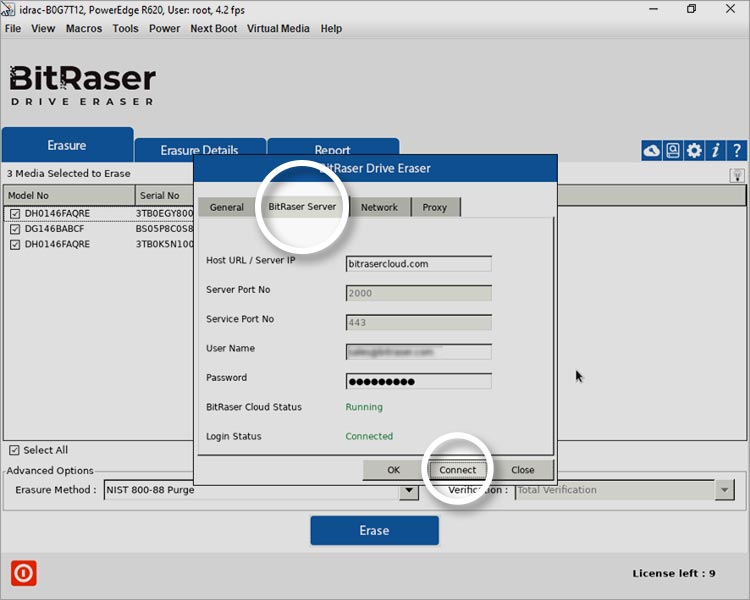 Enter BitRaser Cloud Login Credentials and Click Connect