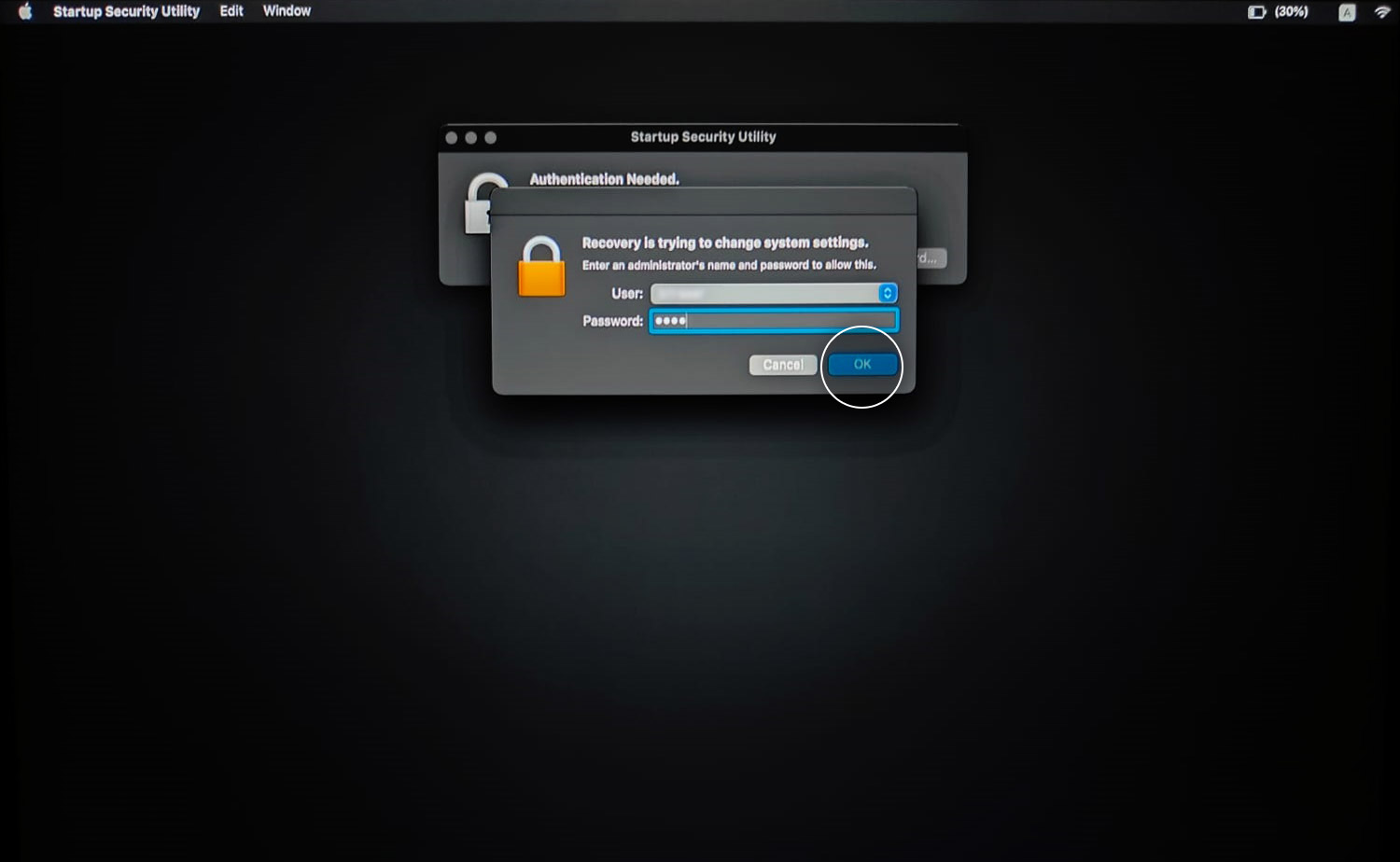 Enter Mac Admin Password
