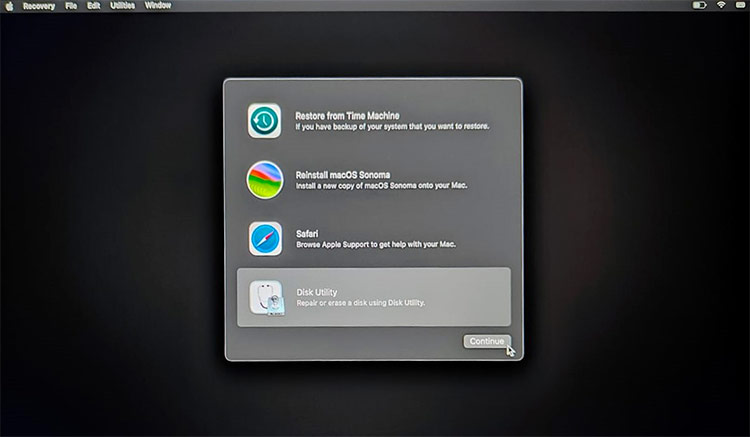 Select Disk Utility From Recovery Screen