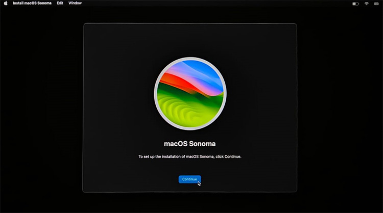 Click Continue on macOS Sonoma
