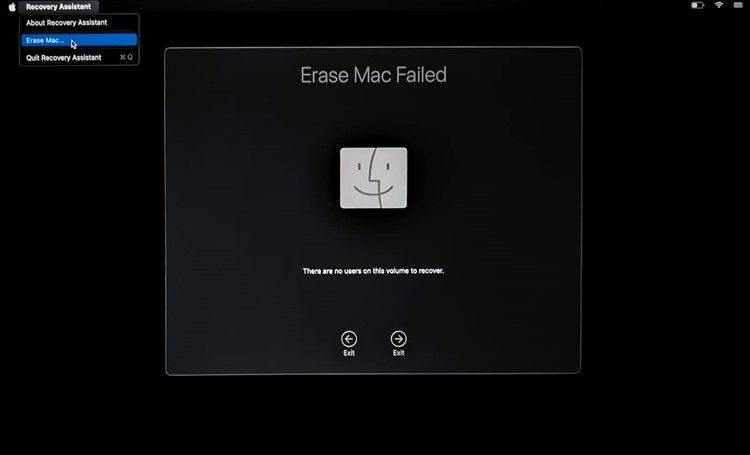 Select Erase Mac in the Recovery Assistant Menu