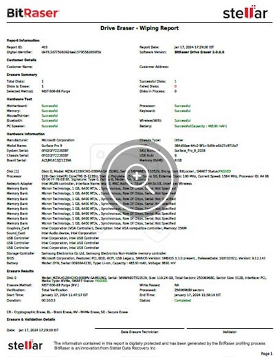 Erasing Microsoft Surface Device BitRaser Drive Eraser Report Thumbnail