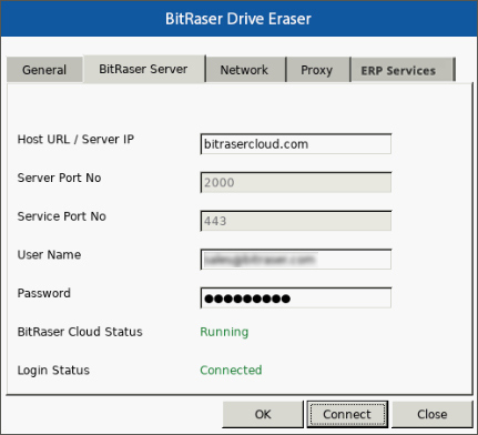 BitRaser Server Tab in BitRaser Drive Eraser Software