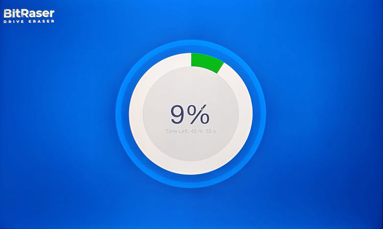 BitRaser Drive Eraser Screensaver With 9% Progress