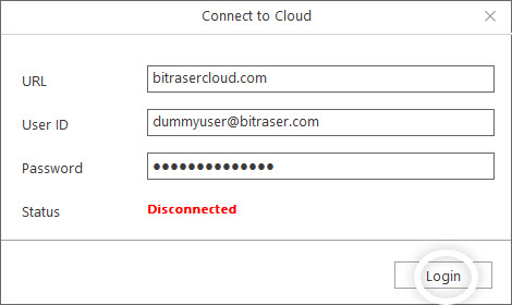 Connect to Cloud Screen BitRaser File Eraser Corporate (Windows)