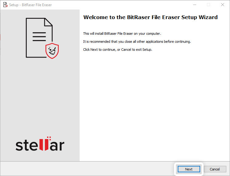 BitRaser File Eraser Corporate (Windows) Setup Screen
