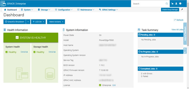 iDRAC-Dashboard