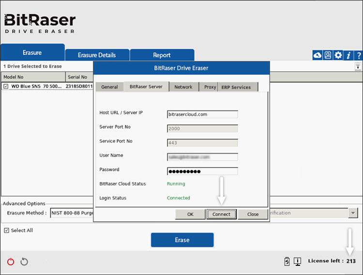 BitRaser Server Tab BitRaser Drive Eraser Cloud