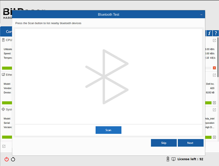 Bluetooth Test BitRaser Hardware Diagnostics