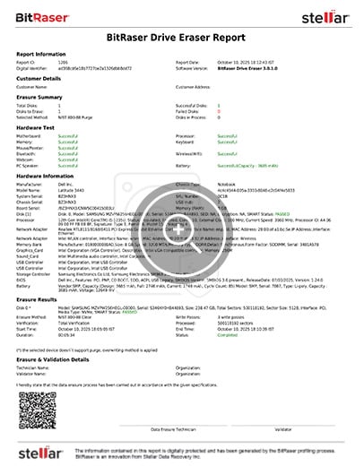 BitRaser Drive Eraser Report