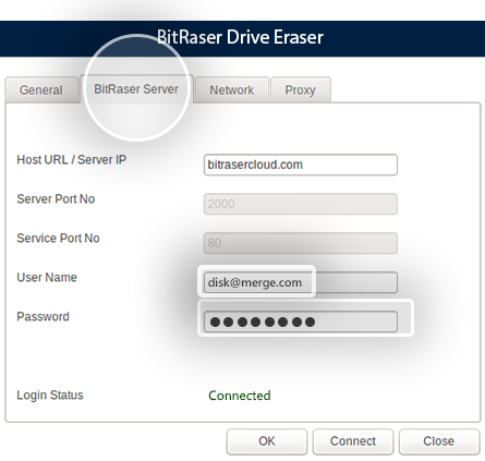 BitRaser Server tab