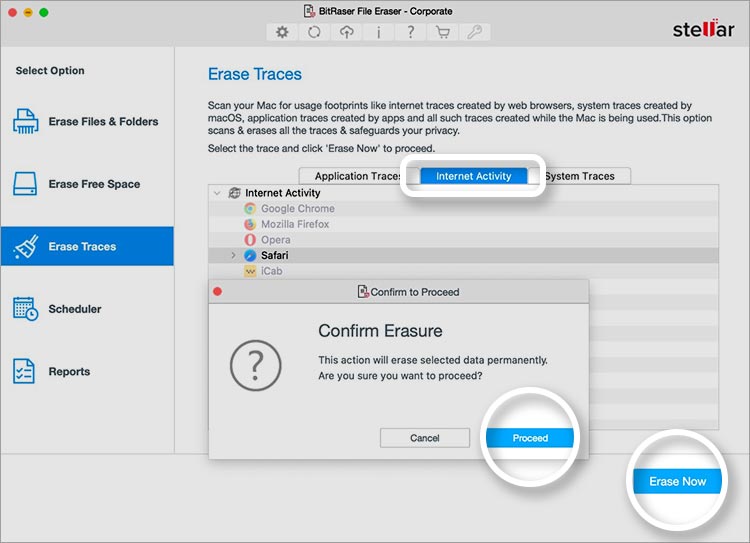 Erase Traces Click Erase Now then Proceed