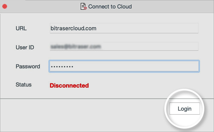  Enter Login Credentials for BitRaser Cloud