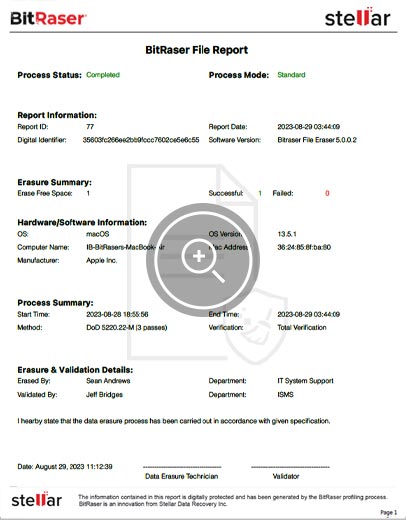  Erasing Free Space BitRaser File Eraser Corporate Mac Report